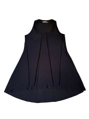 Sympli Made In Canada Black Sleeveless Hi Low Tunic Jersey Knit Top Sz 6
